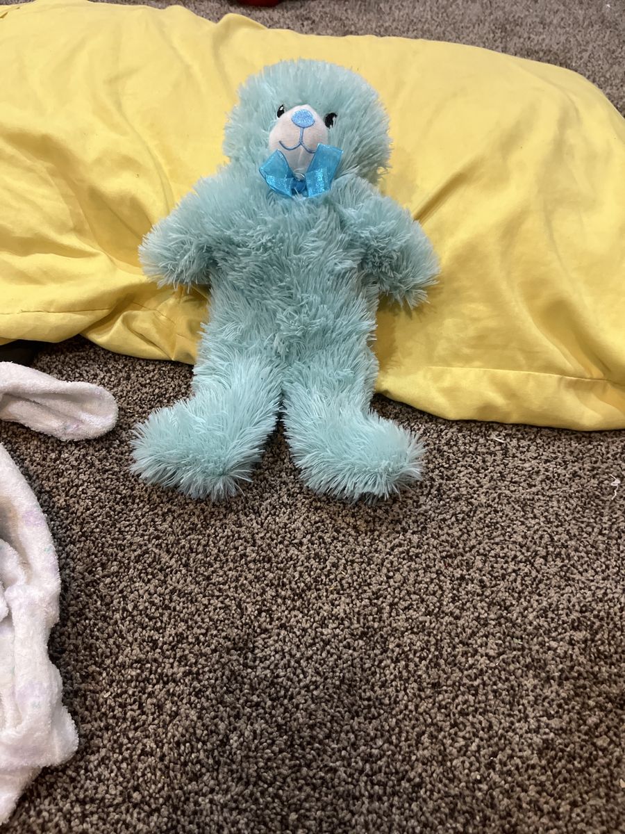 Cute Blue Teddy Bear Plush Stuffed Animal Toy with Bow