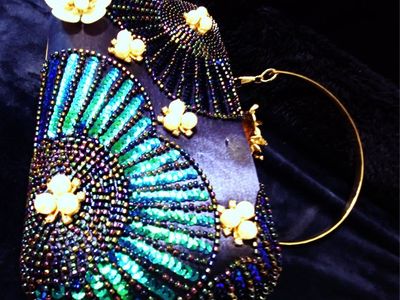 Clutch Bag with Pearl & Floral Accents