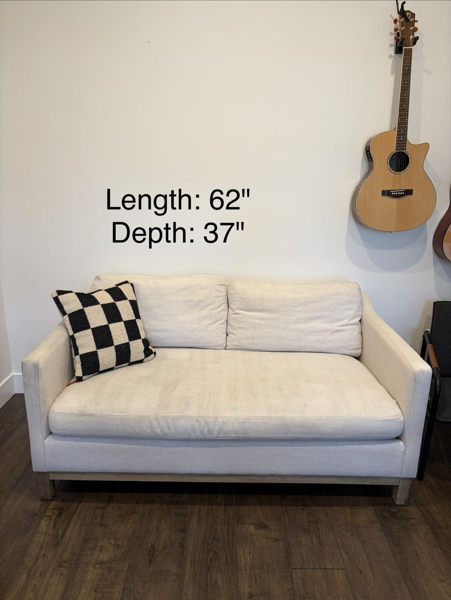 Modern Fabric Loveseat Sofa - Beige, 62" Length, 37" Depth