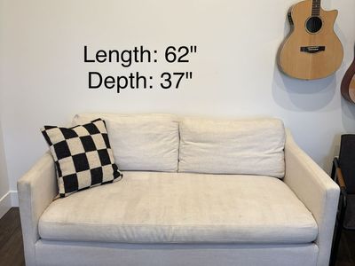 Modern Fabric Loveseat Sofa - Beige, 62" Length, 37" Depth