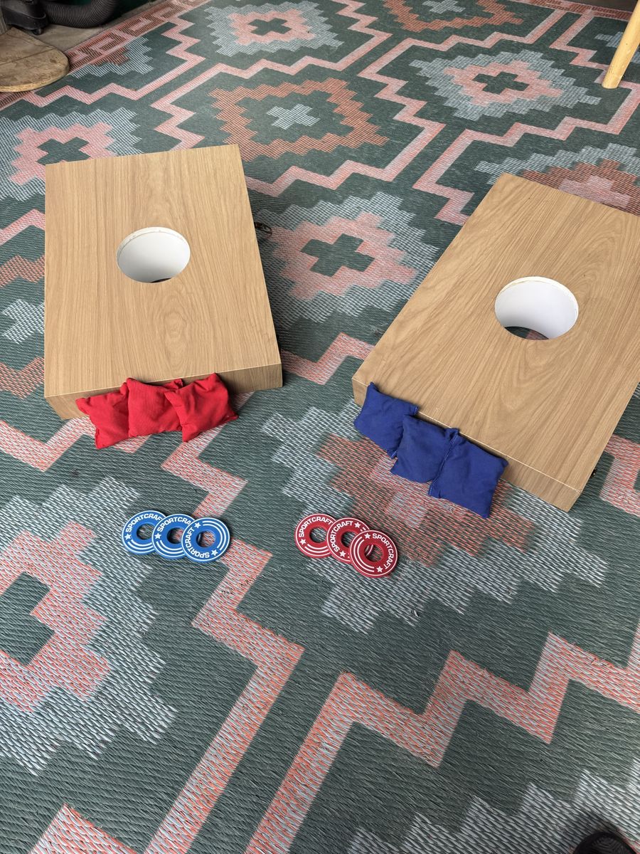 Sportcraft Cornhole Bean Bag Toss Game Set with Wood Grain Finish