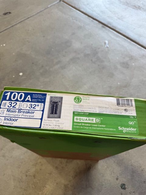 Square D ® QO 100-Amp 32-Spaces 32-Circuit Indoor Main Breaker Plug-on Neutral Load