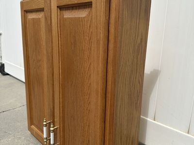 Natural Honey Oak Wall Storage Cabinet