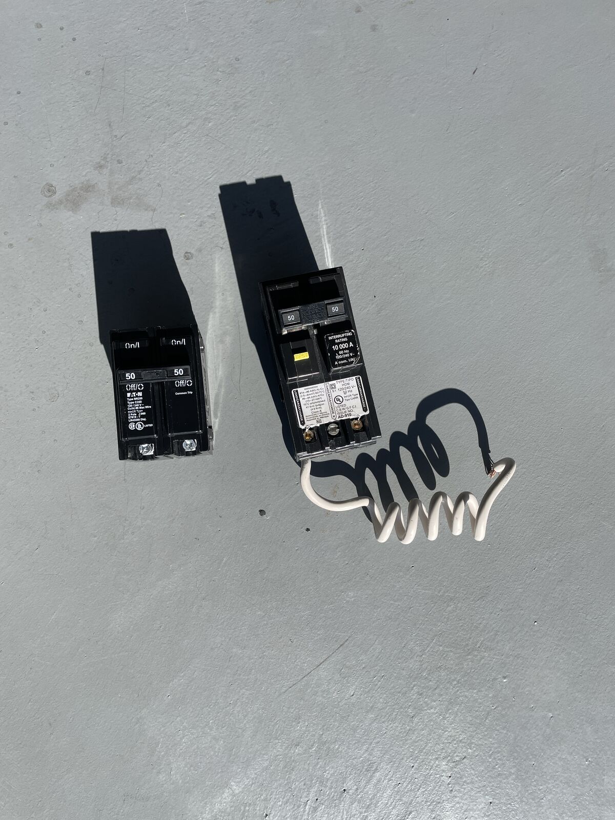 Square D GFCI 50 amp CB and a Square D 50 amp 2 pole CB. Sell separately or together