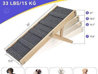 NEW Dog Ramp for Couch, Foldable Small Dog Pet Ramp for Low Bed, 5 Adjustable Height