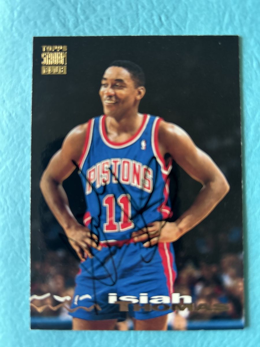 Isiah Thomas Autograph Detroit Pistons 1993 Auto NBA TSC Hand Signed Basketball Card 1989 World  Championship
