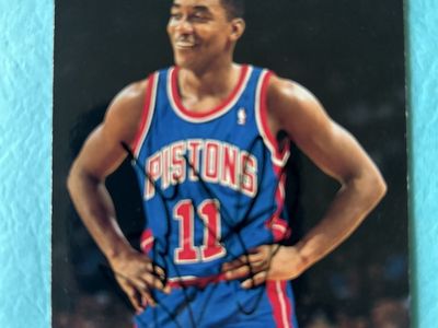 Isiah Thomas Autograph Detroit Pistons 1993 Auto NBA TSC Hand Signed Basketball Card 1989 World Championship