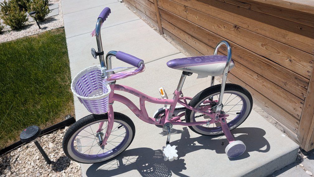 Schwinn Bloom 16" Pink Kid's Bicycle with Training Wheels & Basket