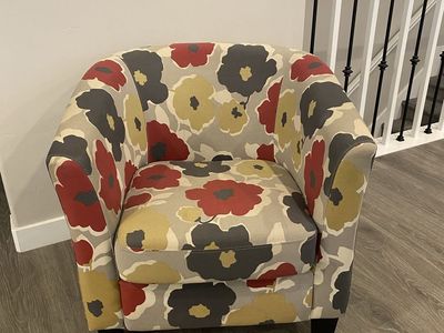 Upholstered Tub-Style Chair with bold floral design