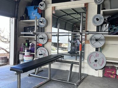 Olympic weight plates.