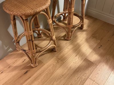 Set of 2 Restoration Hardware Natural Rattan and Wicker Bar Stools