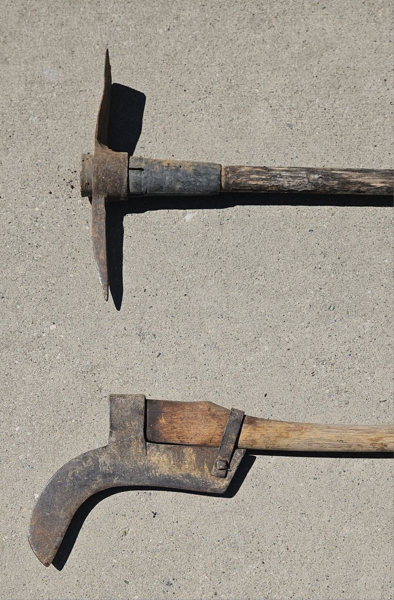 Vintage Hand Tools: Pick Mattock & Billhook Axe - Used Condition