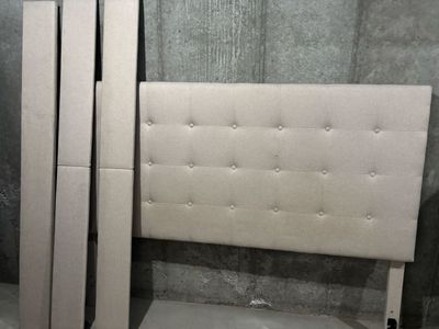 King Upholstered Tufted Bed Frame with Headboard, Side Rails, and Split Box Spring