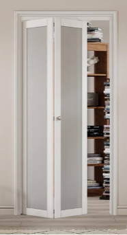 30 in. x 80.5 in. Rough Opening 1-Lite Frosting Glass MDF White Finished Closet Bi-Fold Door