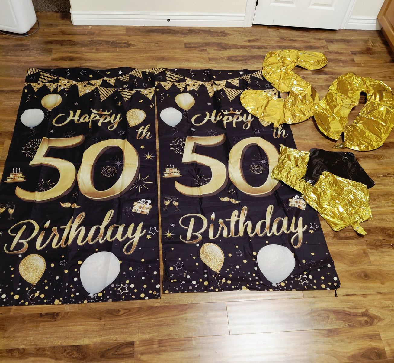 Happy Birthday 50 door banners and new mylar balloons