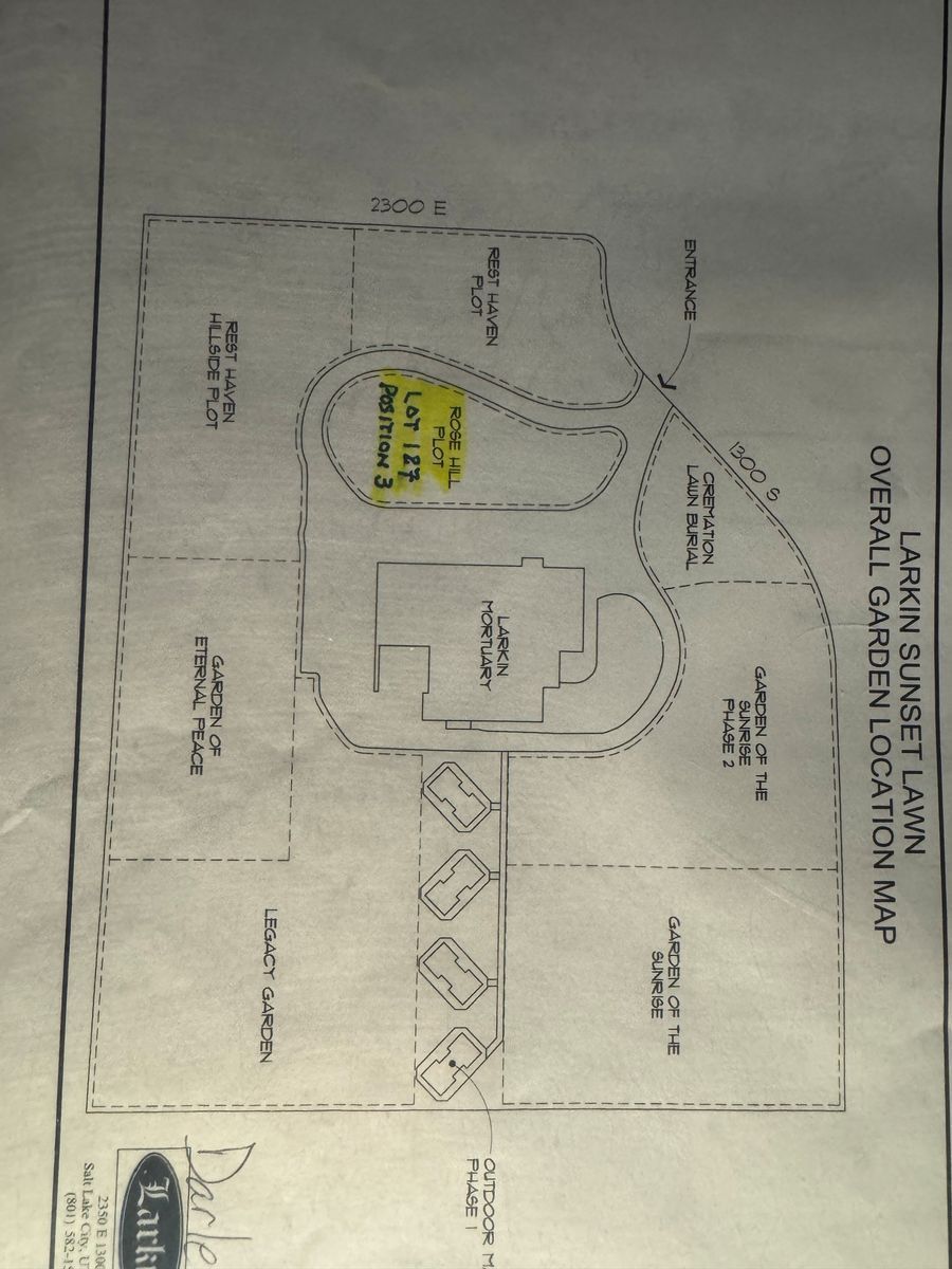Larkin Sunset Burial Plot:  SLC.