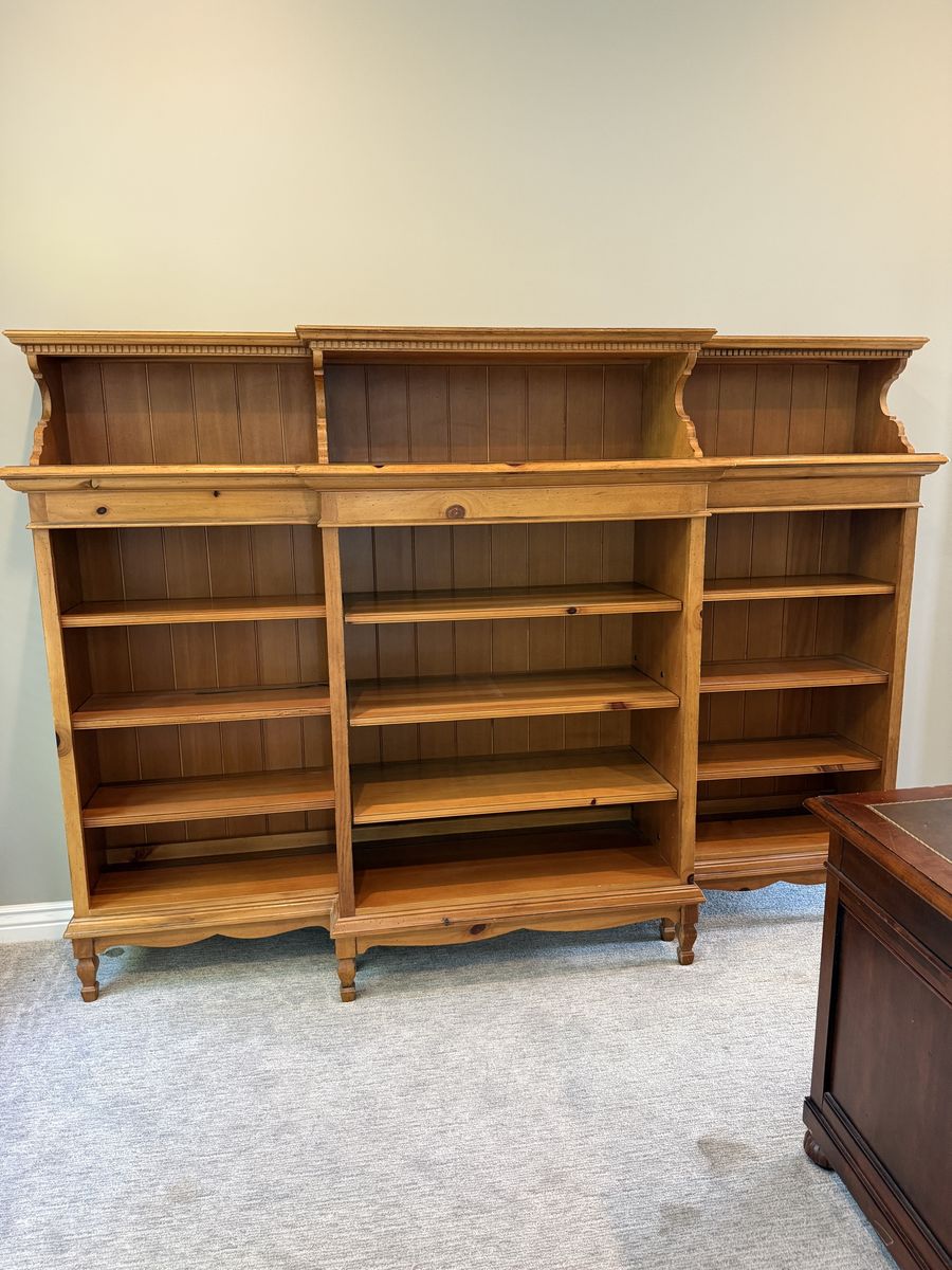 Large Wooden Bookcase - Adjustable Shelves, Traditional Style