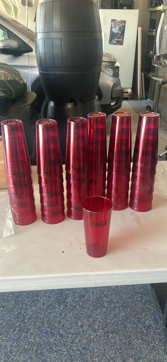 Lot of Red Coca-Cola Zero Sugar Plastic Tumbler Cups