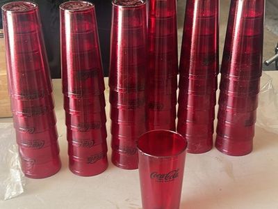 Lot of Red Coca-Cola Zero Sugar Plastic Tumbler Cups