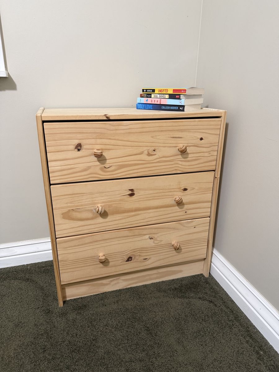 IKEA wooden 3 drawer dresser