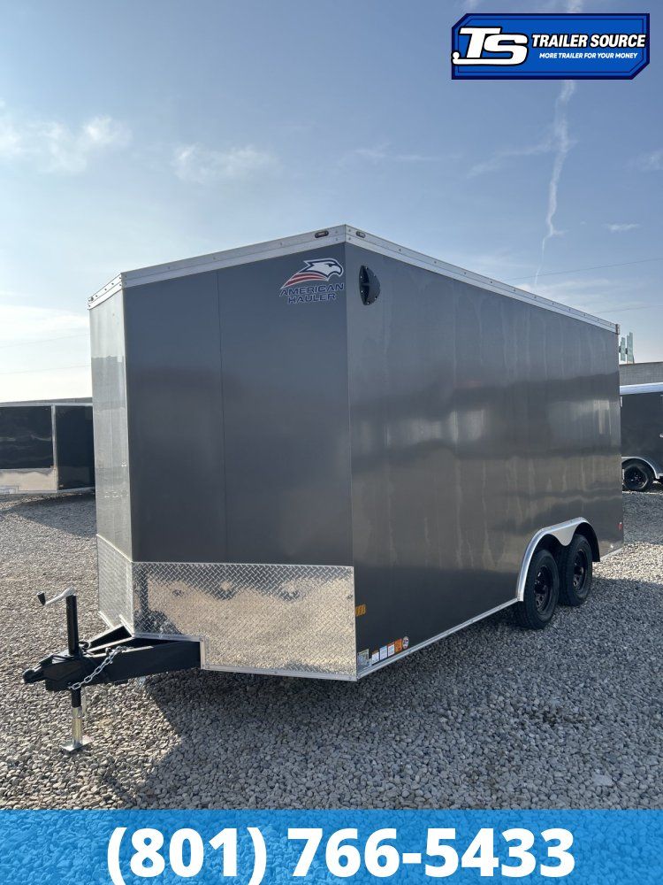 8.5x16 American Hauler Night Hawk Enclosed Cargo Trailer - 7'6" Interior - 7K GVWR Dovetail, Ramp Door