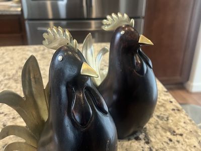 Pair of Vintage Korean Roosters .