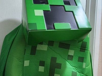 Minecraft Creeper Kids Costume - Green Full Body Jumpsuit with Mask
