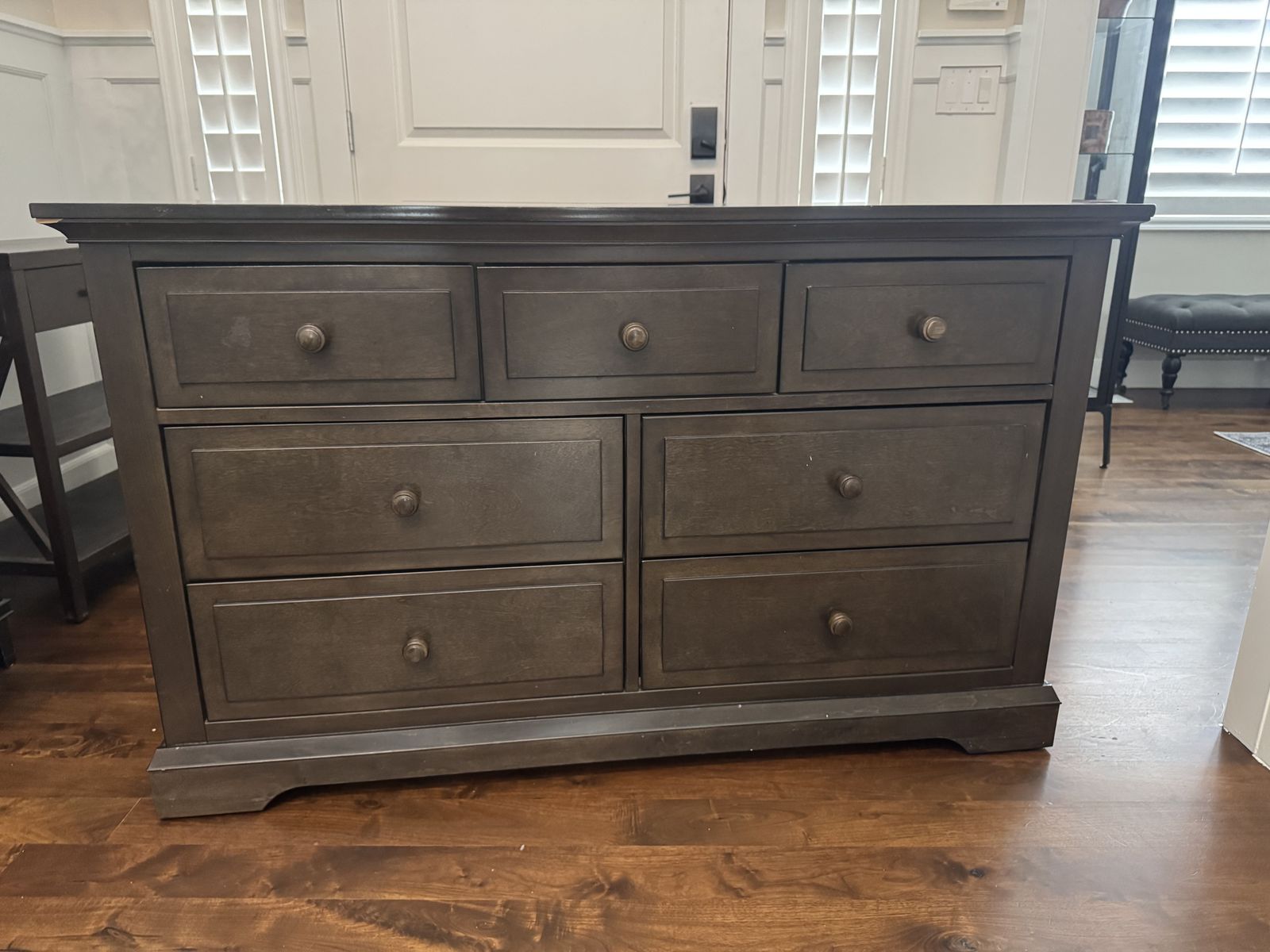 Solid Wood Dark Walnut 7 Drawer Dresser