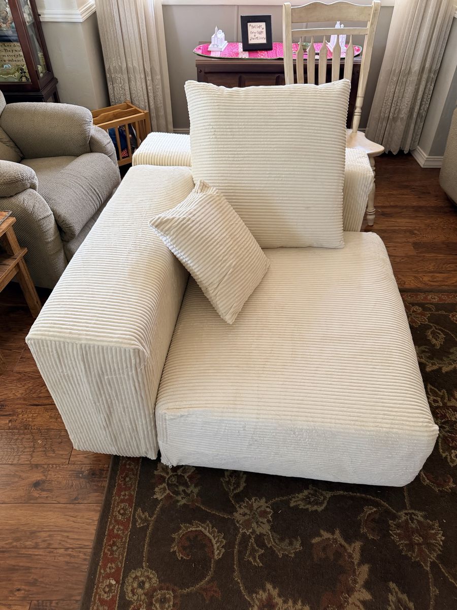 Cream Corduroy Modular Sectional Chair
