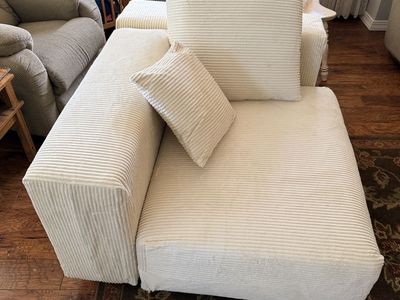 Cream Corduroy Modular Sectional Chair