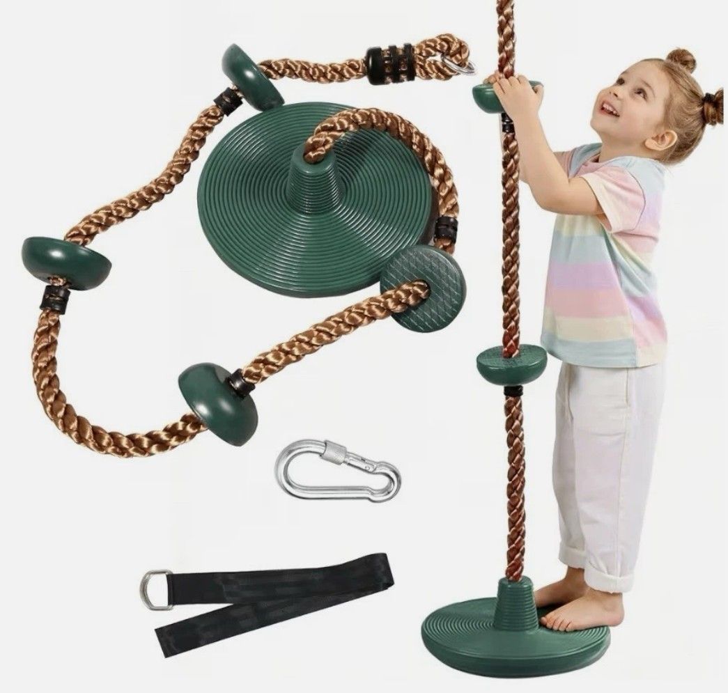 REDCAMP Climbing Rope Disc Tree Swing Heavy Duty Kids Adults w/ Straps Hooks