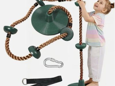 REDCAMP Climbing Rope Disc Tree Swing Heavy Duty Kids Adults w/ Straps Hooks