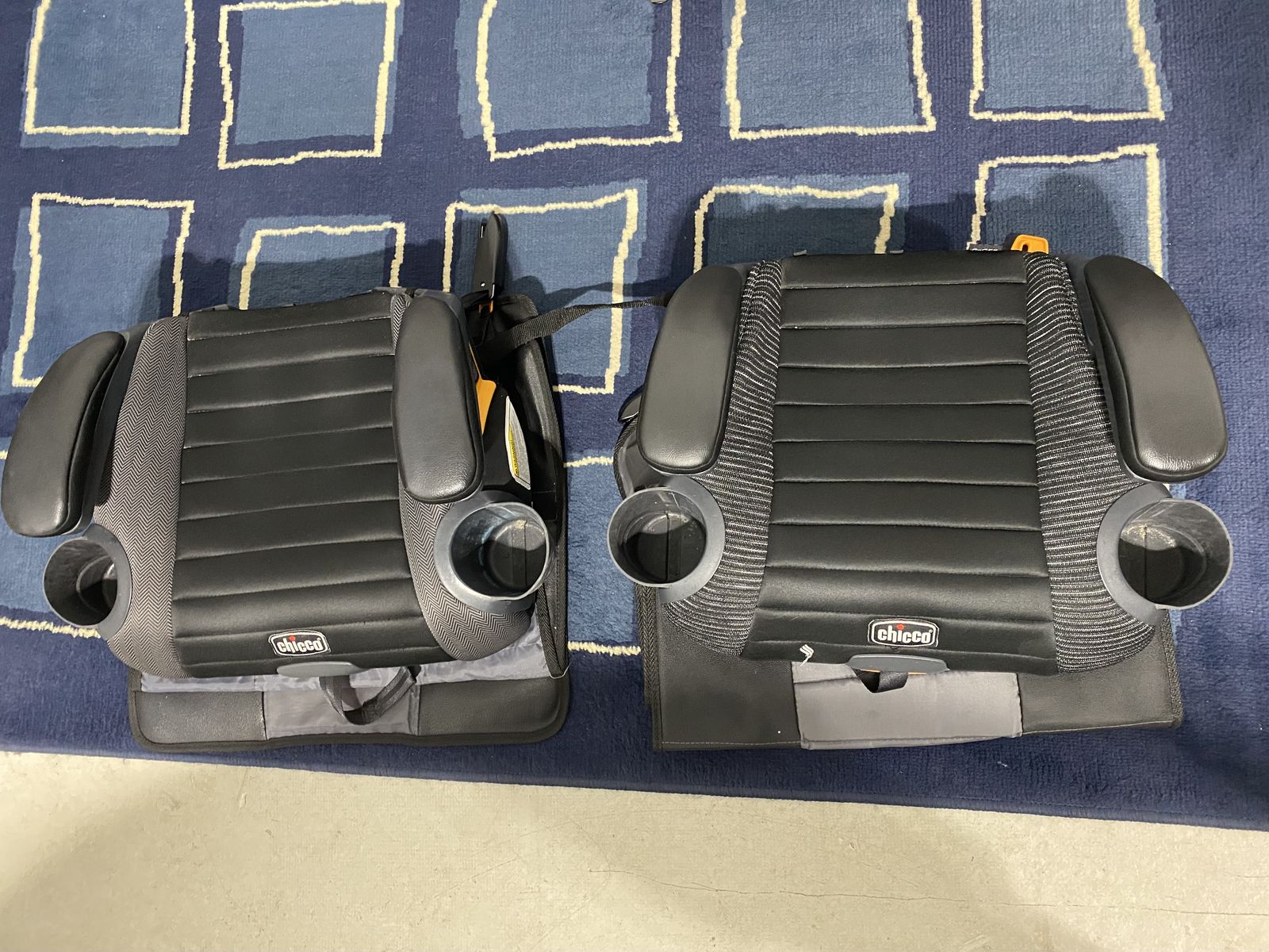 TWO Chicco Booster Seats With Protective Mats