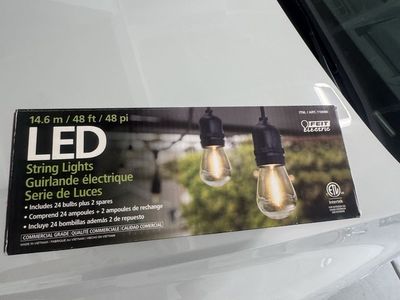 FEIT Electric 48ft LED String Lights - Commercial Grade, 24 Bulbs + 2 Spares