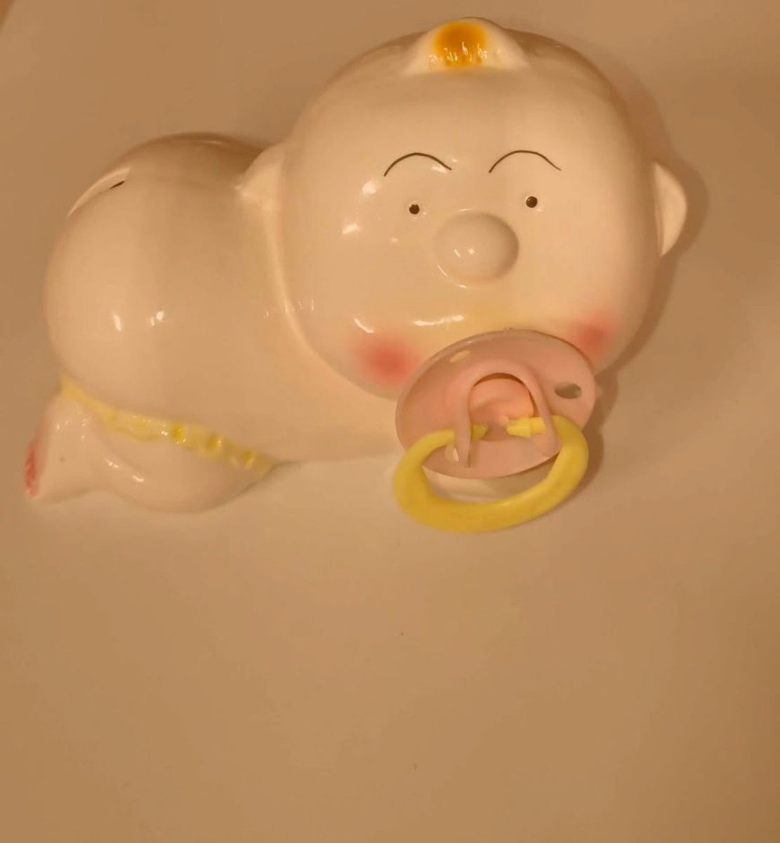 Ceramic Crawling Baby Pacifier Piggy Bank