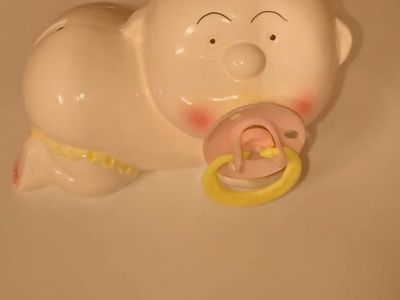 Ceramic Crawling Baby Pacifier Piggy Bank