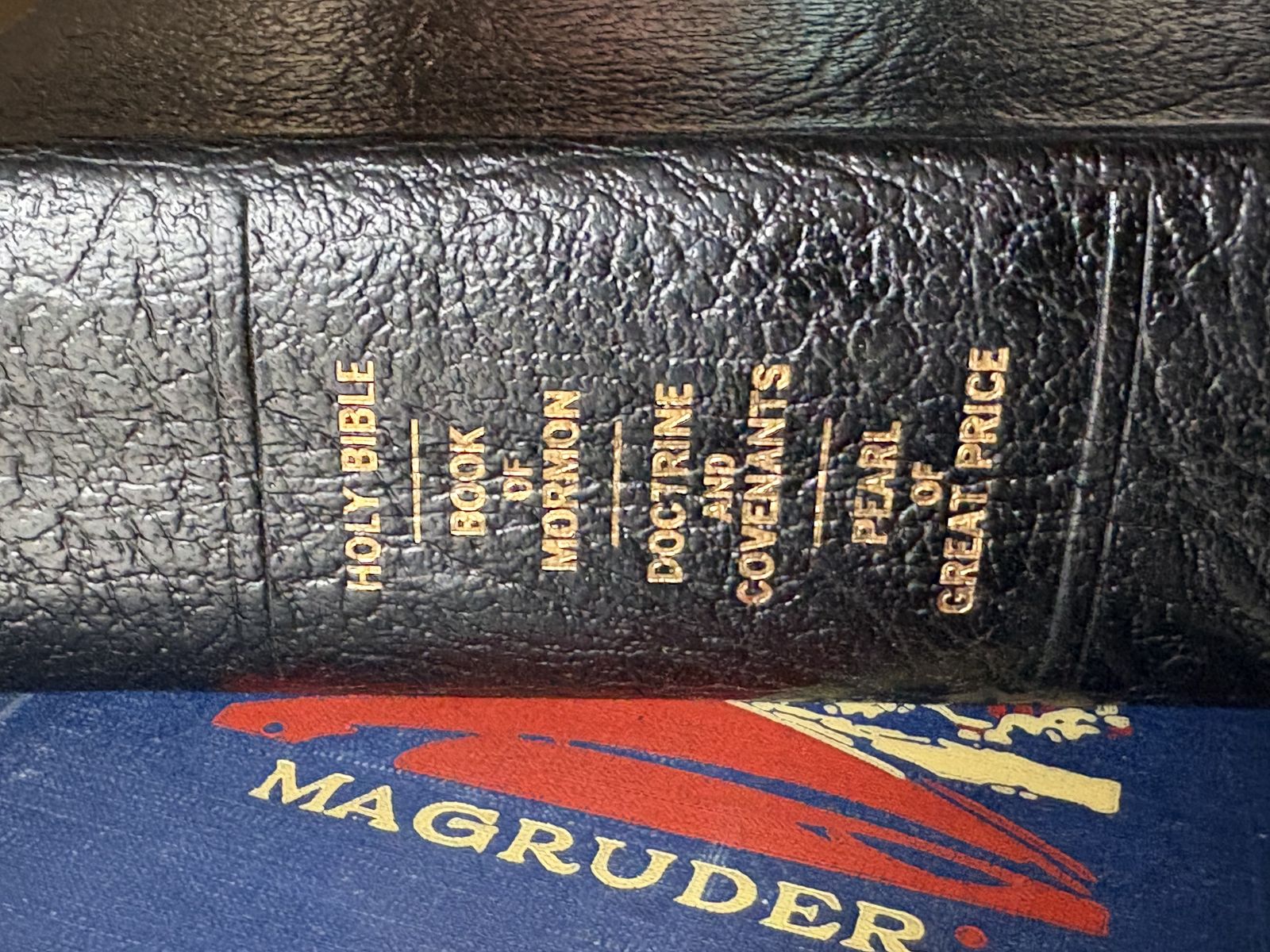 Leather bound Book of Mormon + Holy Bible + Doctrine of Covenants- Pearl of Great Price