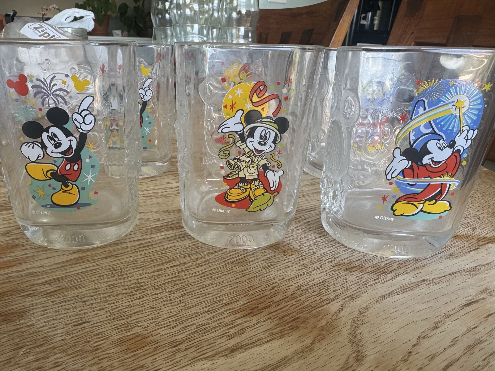 Disney 2000 Millennium Celebration Mickey Mouse Glasses Set of 3 Disney World Tumblers