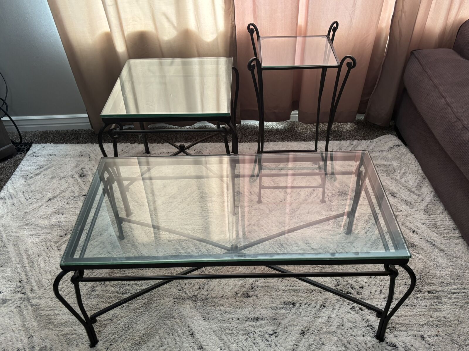 Glass and Metal Table Set