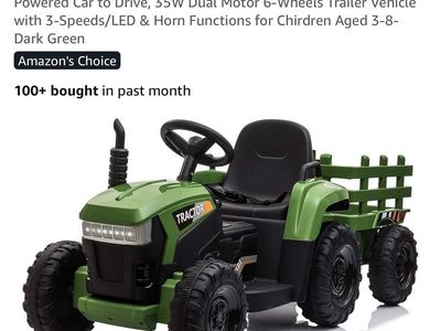TOBBI 12V Kids Electric Ride-On Tractor with Detachable Trailer - Green (New in Box)