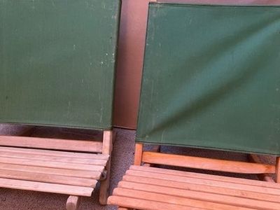 Byer of Maine Wooden Folding Camp Chairs (Set of 2) – Canvas Sling – Cabin/Lake Style