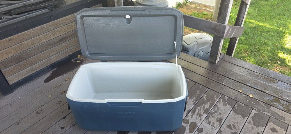 Coleman Blue Hard-Sided Ice Chest Cooler with Side Handles & Drain Plug