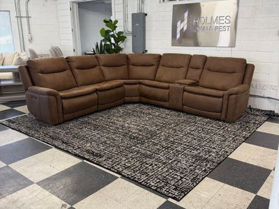 LIKE NEW!! COSTCO SIMMS FABRIC POWER RECLINING SECTIONAL W/ POWER HEADRESTS!!