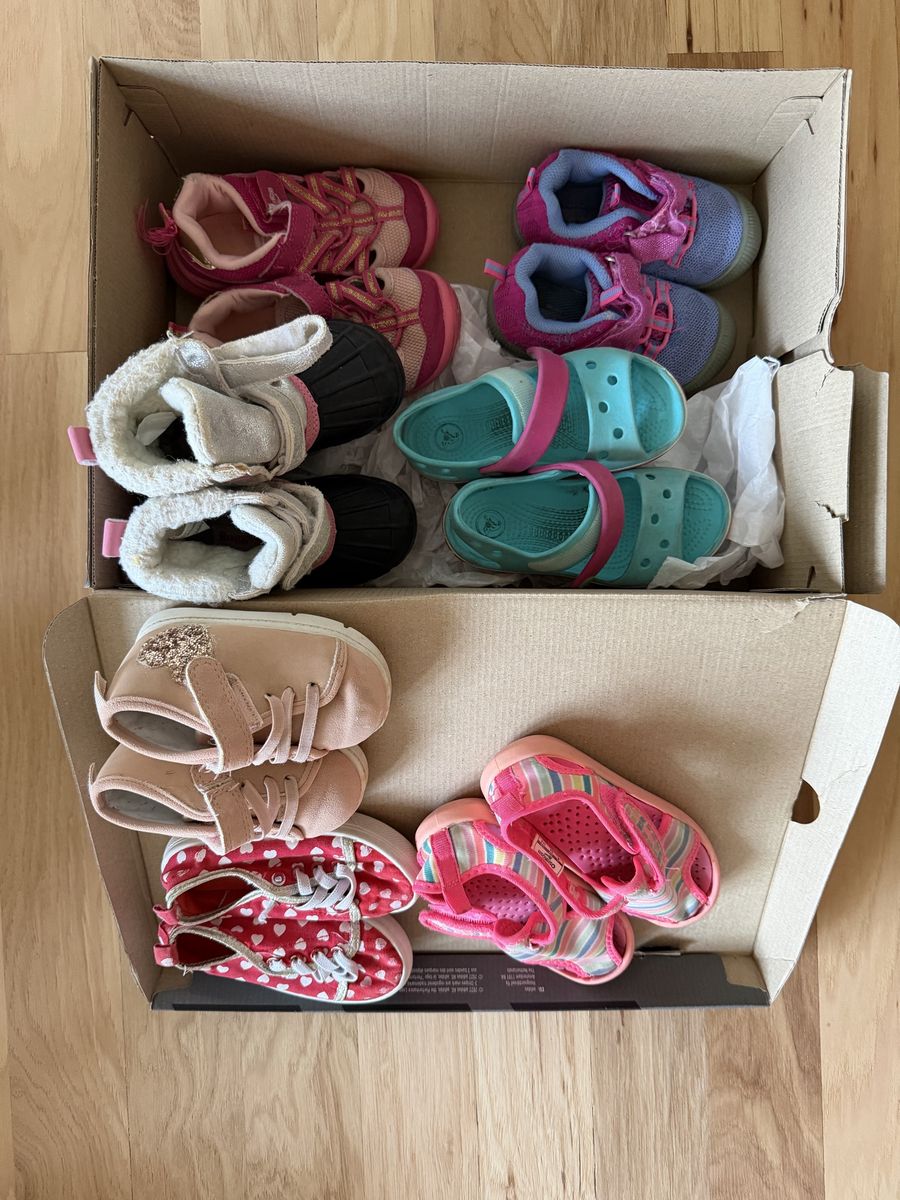 Girls Toddler Shoes Lot - 6 Pairs Sneakers, Sandals, and Boots (1-2 Years)