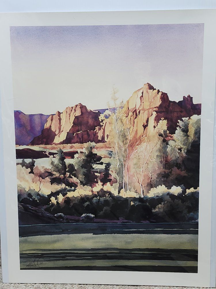Watercolor Landscape "Entrada" St. George, Utah by Utah artist Wallace Lee (1933-2005).