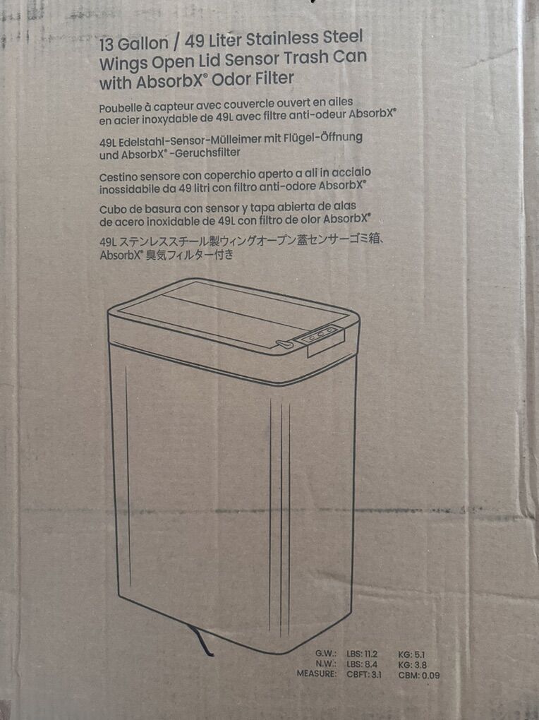 Touchless 13 Gallon Stainless Steel Trash Can