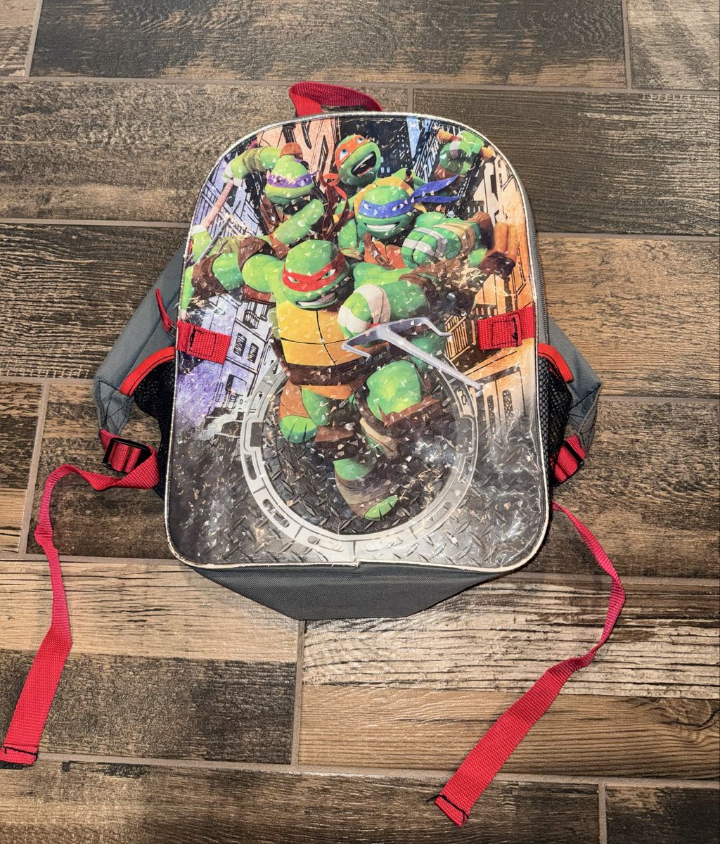 Teenage Mutant Ninja Turtles Kids Backpack TMNT Gray and Red School Bag