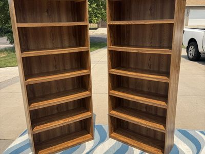 2x Wooden Matching 6-Shelf Bookcases - Versatile Storage for Books & Decor