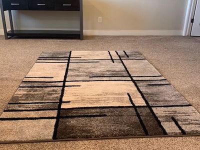Modern Geometric Area Rug - Gray, Black, and Beige