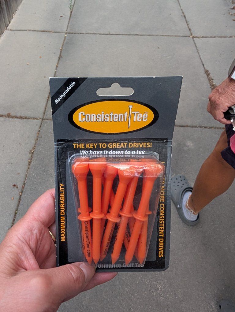 Consistent Tee Performance Golf Tees - Biodegradable for Longer, Straighter Drives, Orange, New box of 2!